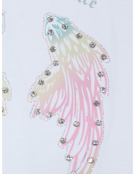 Camiseta com asas de strass
