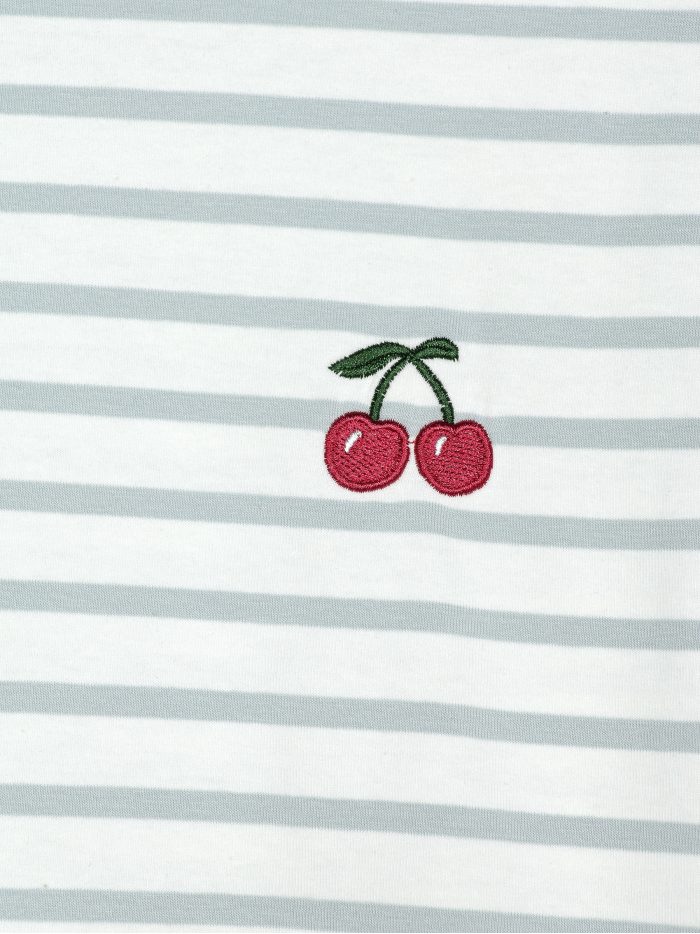 Camiseta rayas cerezas manga volantes