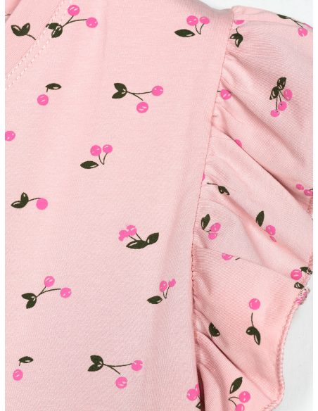 T-shirt cerise à manches volantées