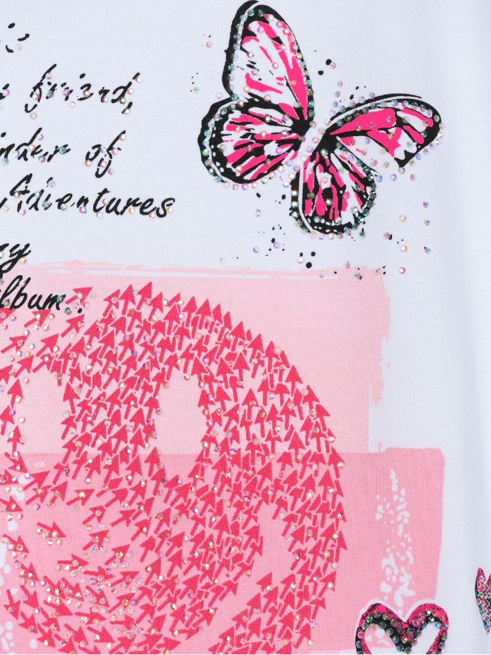 maglietta con farfalla di strass