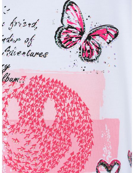 maglietta con farfalla di strass