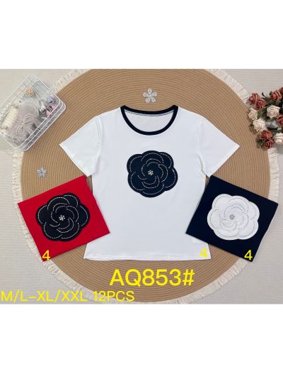 Camiseta flor pedrería 2