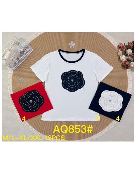 Maglietta con fiori di strass