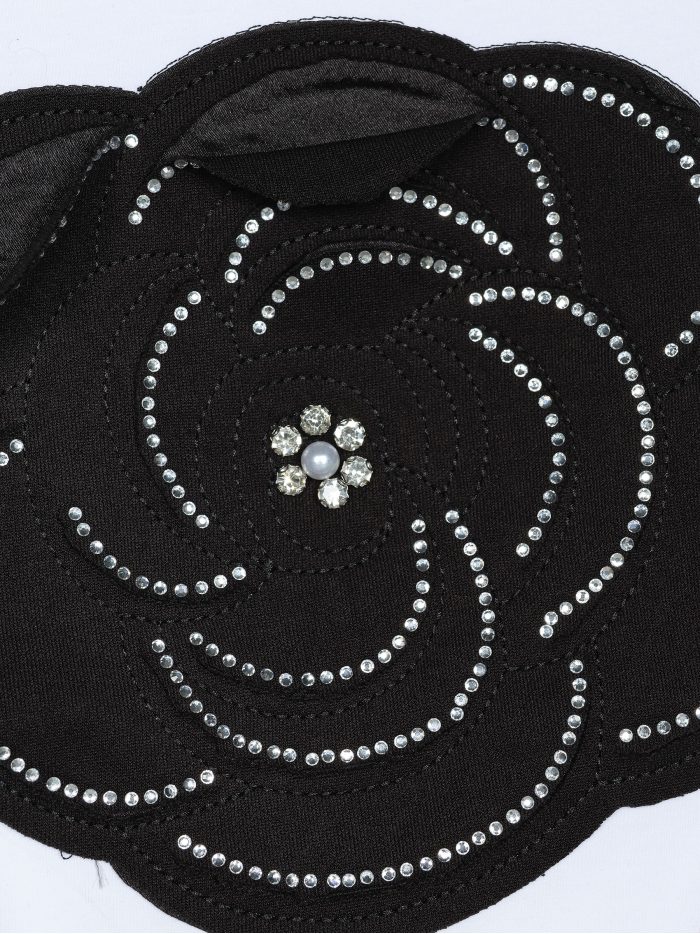 Maglietta con fiori di strass