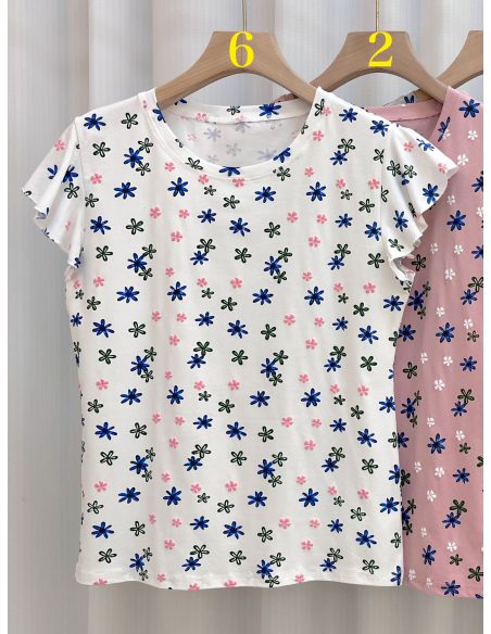 Floral t-shirt with ruffle trims