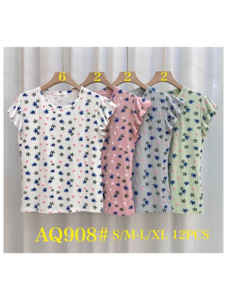 Floral t-shirt with ruffle trims