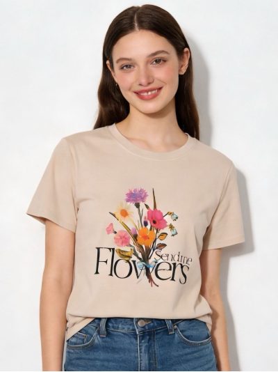 Camiseta estampado ramo floral