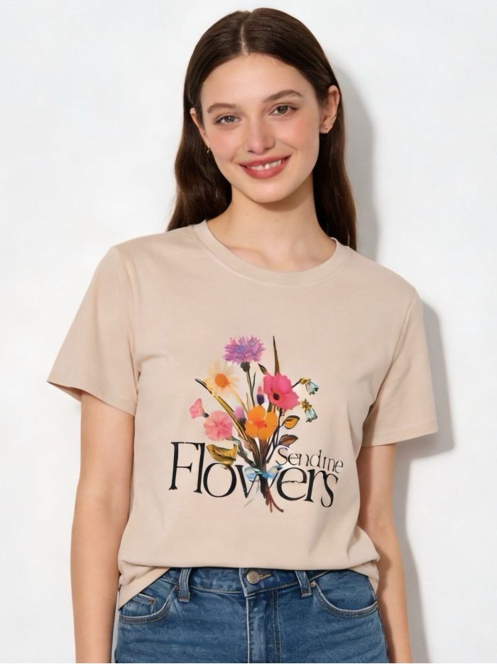 Camiseta estampado ramo floral