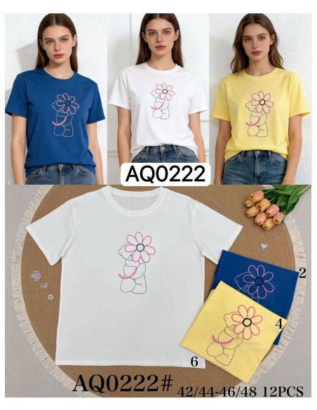 Camiseta amplia osito flor en relieve