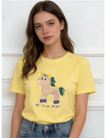 Übergroßes T-Shirt mit besticktem Pony