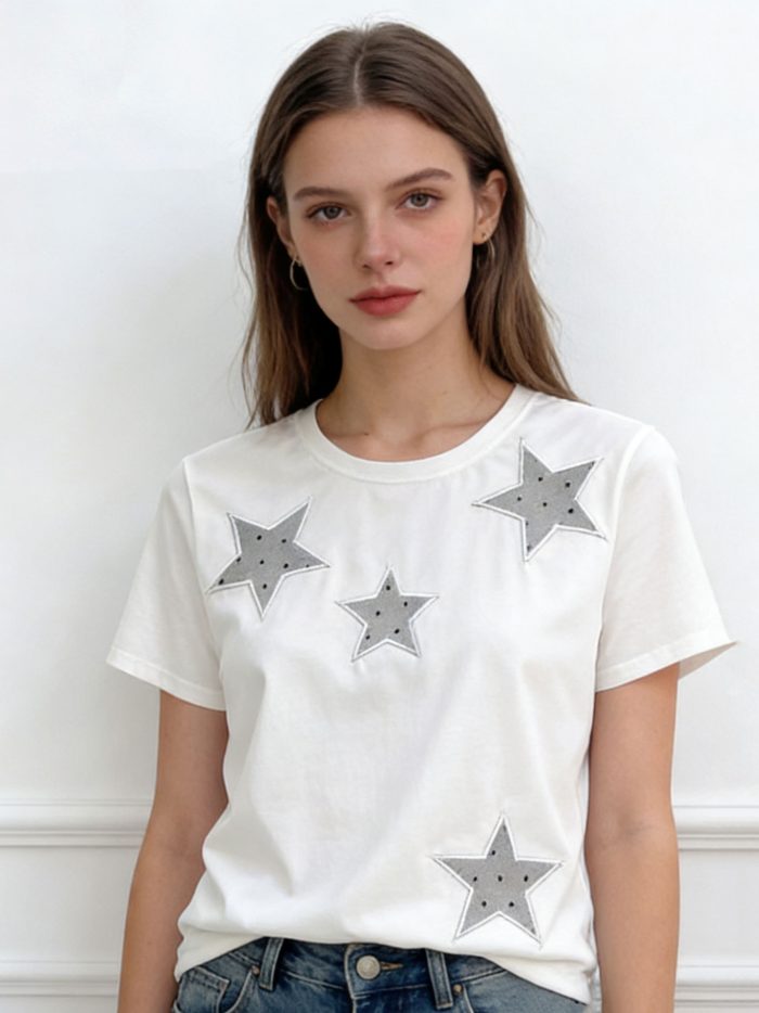 Camiseta apliques estrellas