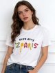 Camiseta amplia bordada dreaming paris