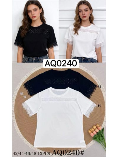 Camiseta folgada com renda e strass 2