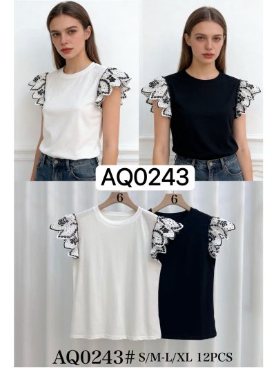 Camiseta mangas volante bordada 2