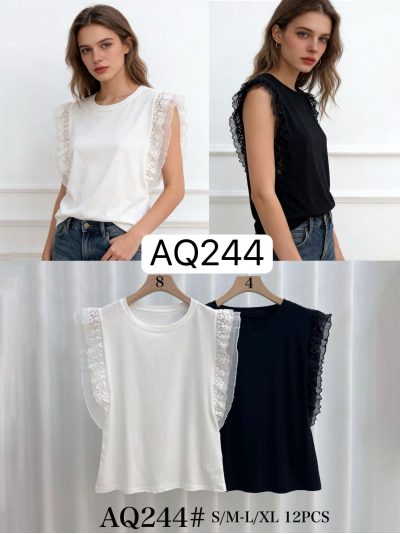 Camiseta sin mangas volantes encaje 2