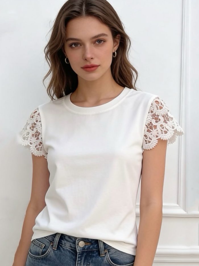 Camiseta manga guipur