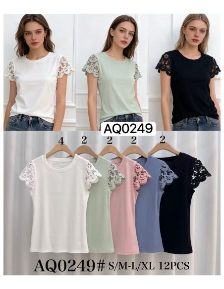 Camiseta manga guipur