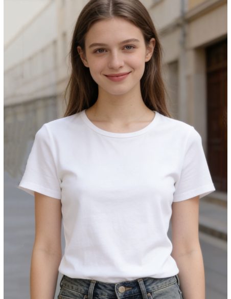 Geripptes T-Shirt mit Rundhalsausschnitt