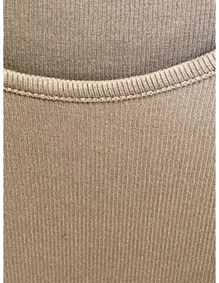 Geripptes T-Shirt mit Rundhalsausschnitt