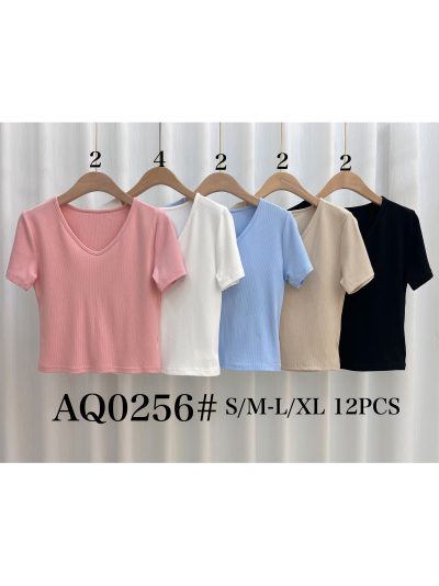 Camiseta canelada com decote em V 2