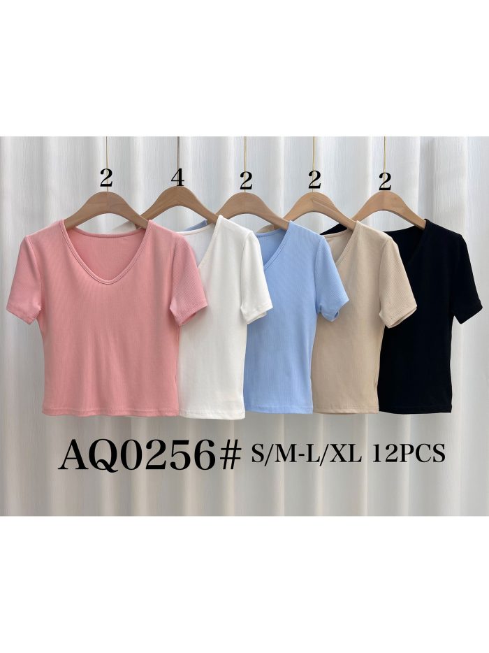 Camiseta canalé cuello pico