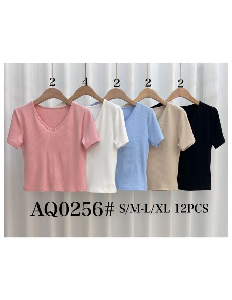 Camiseta canalé cuello pico