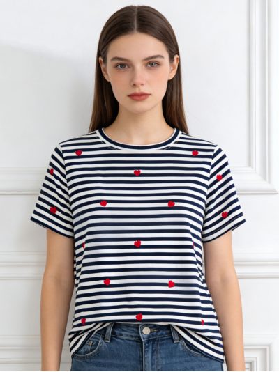Camiset rayas corazones bordadas