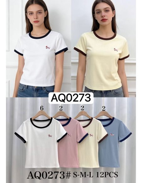 T-shirt brodé avec un teckel et des finitions contrastées