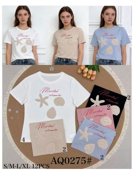 Camiseta crochet marinas con perlas