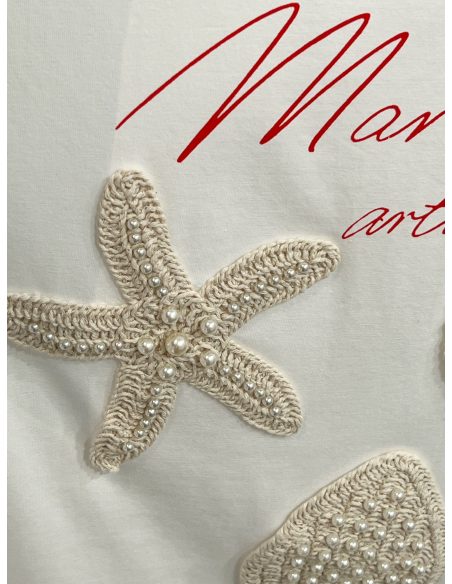 Camiseta crochet marinas con perlas