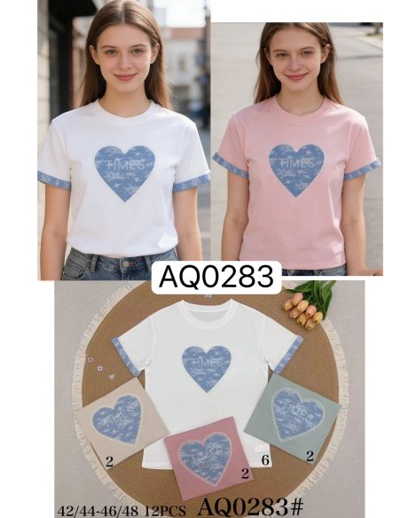 Übergroßes T-Shirt mit Herzprint und kontrastierenden Bündchen