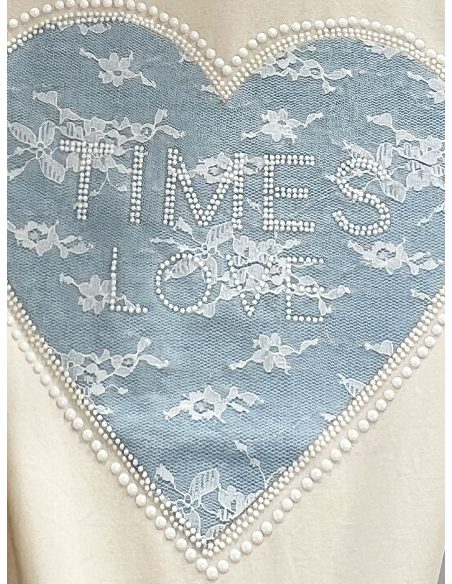 Übergroßes T-Shirt mit Herzprint und kontrastierenden Bündchen