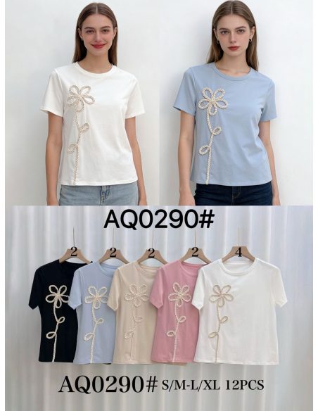 Camiseta flor cuerda en relieve