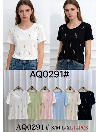 Camiseta bordada plumas 2