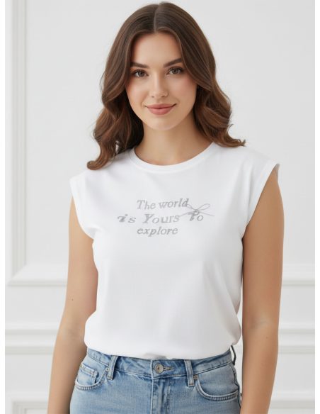 T-shirt avec texte et nœud