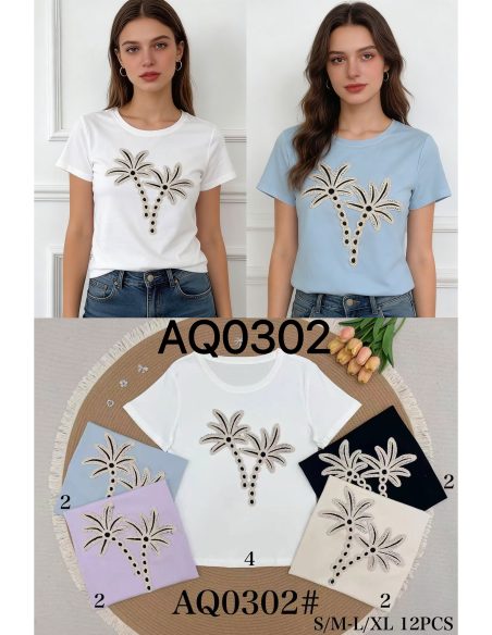 Maglietta con applicazione di palma all'uncinetto