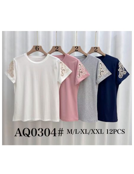 Maglietta con maniche in pizzo ricamato