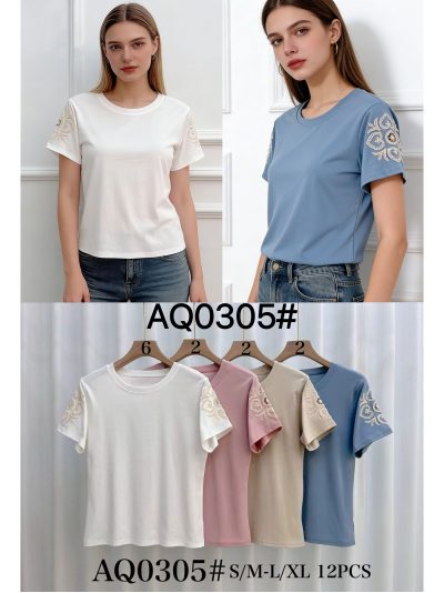 Embroidered-sleeve t-shirt 2