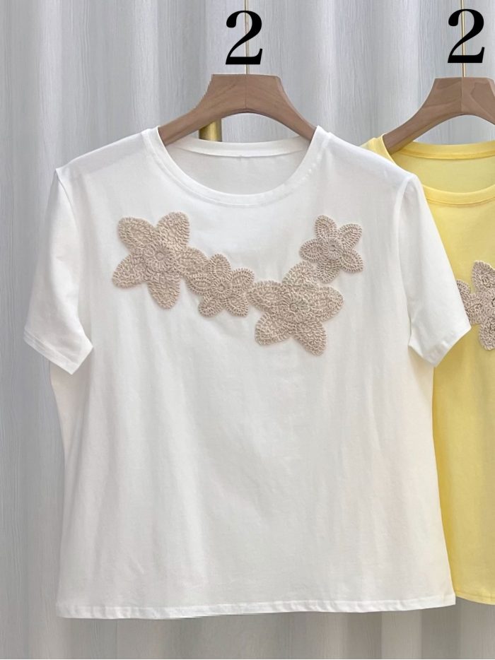 maglietta ampia in pizzo floreale