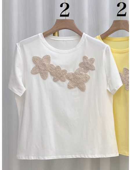 maglietta ampia in pizzo floreale