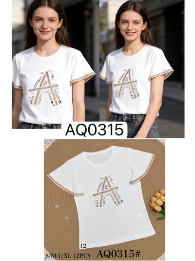 Camiseta letra A y manga volante 2