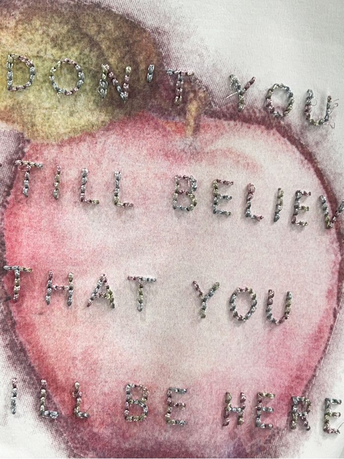 Camiseta estampado manzana acuarela