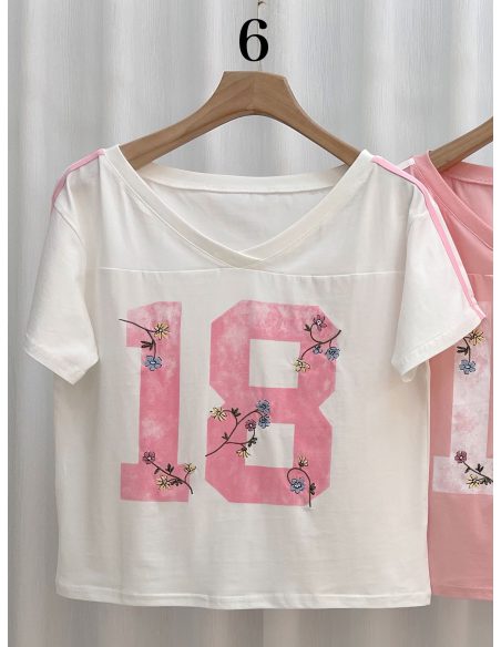 Maglietta corta floreale "18"