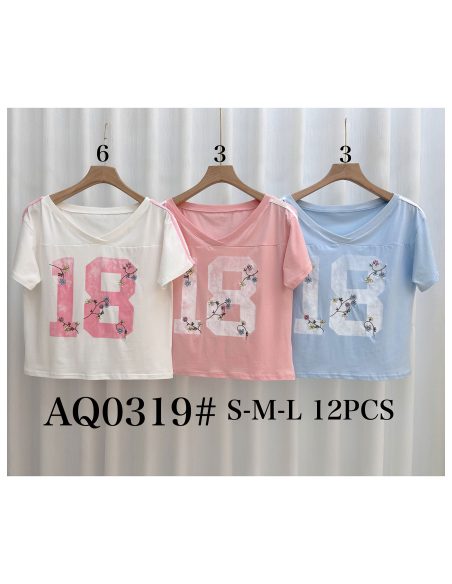 Maglietta corta floreale "18"