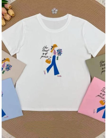 Besticktes T-Shirt, Mädchenstrauß