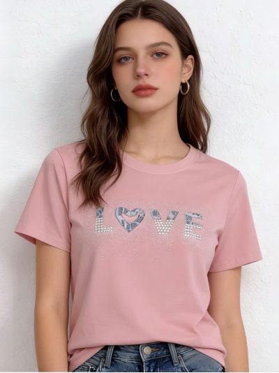 Camiseta "love" strass