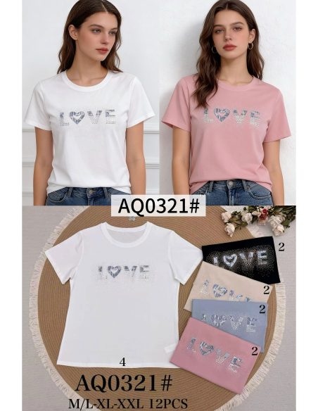 maglietta con strass "love"