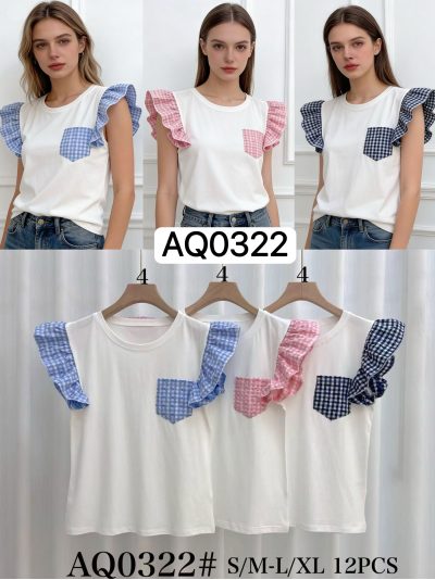 Camiseta volantes vichy y bolsillo 2