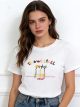 T-shirt à texte brodé multicolore