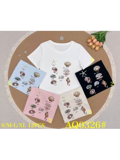 Camiseta print conchas marinas perlas 2